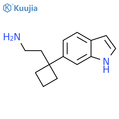 2-1-(1H-indol-6-yl)cyclobutylethan-1-amine structure