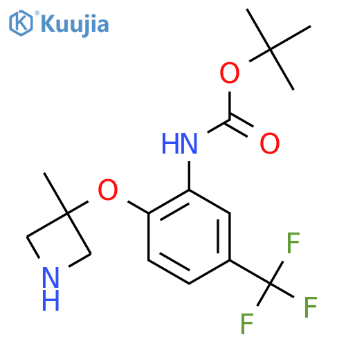 tert-butyl N-{2-(3-methylazetidin-3-yl)oxy-5-(trifluoromethyl)phenyl}carbamate structure