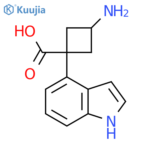 3-amino-1-(1H-indol-4-yl)cyclobutane-1-carboxylic acid structure