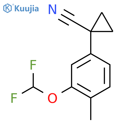 1-3-(difluoromethoxy)-4-methylphenylcyclopropane-1-carbonitrile structure