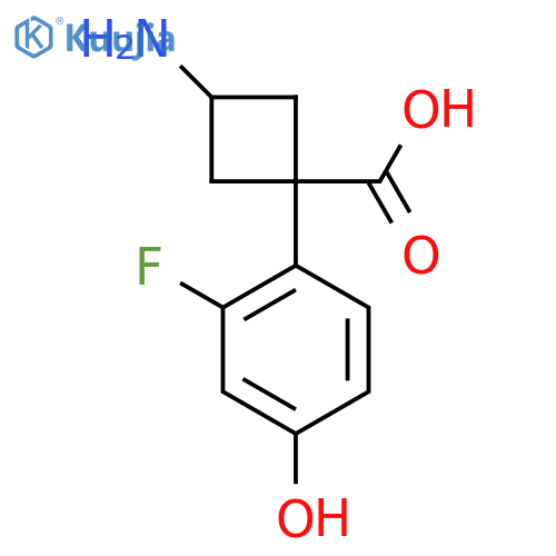 3-amino-1-(2-fluoro-4-hydroxyphenyl)cyclobutane-1-carboxylic acid structure