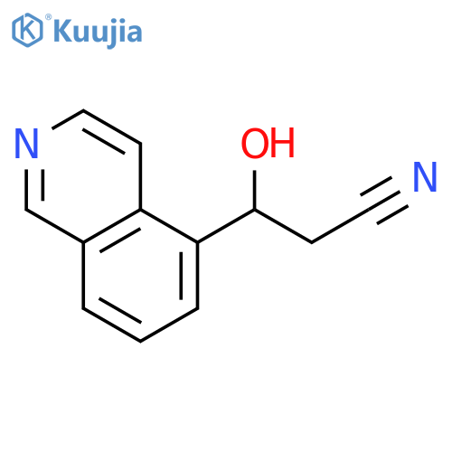3-hydroxy-3-(isoquinolin-5-yl)propanenitrile structure