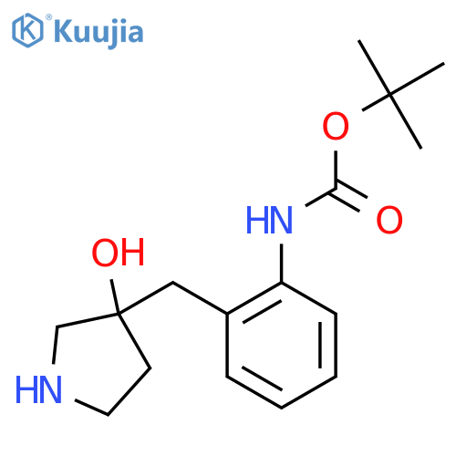 tert-butyl N-{2-(3-hydroxypyrrolidin-3-yl)methylphenyl}carbamate structure