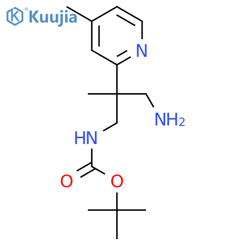 tert-butyl N-3-amino-2-methyl-2-(4-methylpyridin-2-yl)propylcarbamate structure