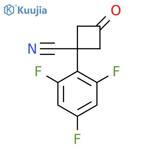 3-oxo-1-(2,4,6-trifluorophenyl)cyclobutane-1-carbonitrile structure
