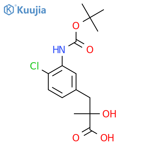 3-(3-{(tert-butoxy)carbonylamino}-4-chlorophenyl)-2-hydroxy-2-methylpropanoic acid structure