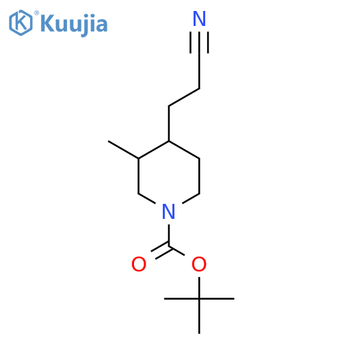 tert-butyl 4-(2-cyanoethyl)-3-methylpiperidine-1-carboxylate structure