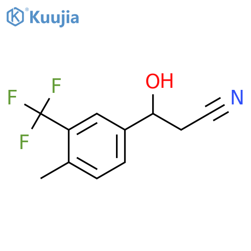 3-hydroxy-3-4-methyl-3-(trifluoromethyl)phenylpropanenitrile structure