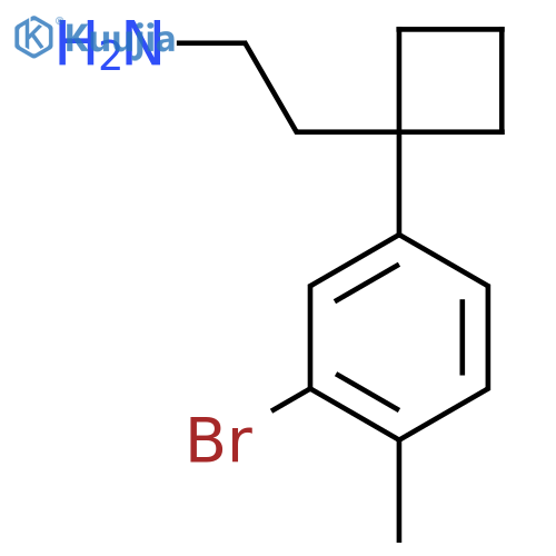 2-1-(3-bromo-4-methylphenyl)cyclobutylethan-1-amine structure