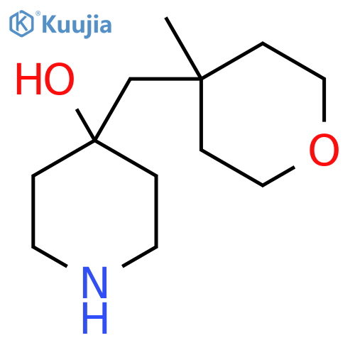 4-(4-methyloxan-4-yl)methylpiperidin-4-ol structure
