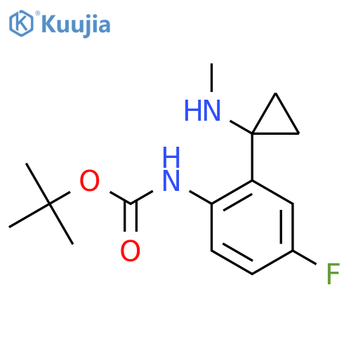 tert-butyl N-{4-fluoro-2-1-(methylamino)cyclopropylphenyl}carbamate structure