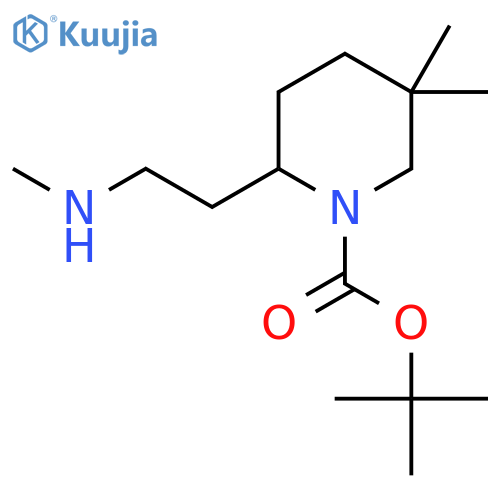 tert-butyl 5,5-dimethyl-2-2-(methylamino)ethylpiperidine-1-carboxylate structure