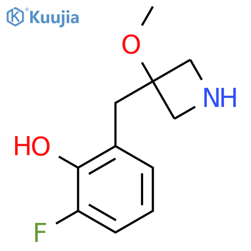 2-fluoro-6-(3-methoxyazetidin-3-yl)methylphenol structure