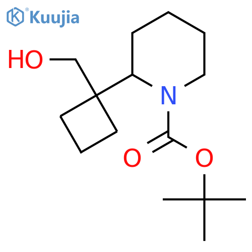 tert-butyl 2-1-(hydroxymethyl)cyclobutylpiperidine-1-carboxylate structure