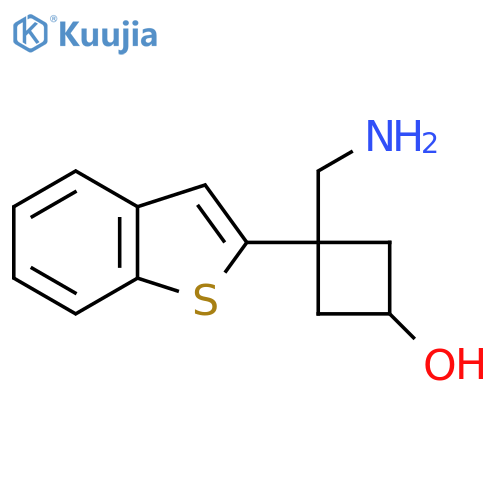 3-(aminomethyl)-3-(1-benzothiophen-2-yl)cyclobutan-1-ol structure