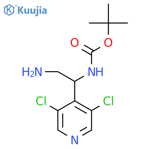 tert-butyl N-2-amino-1-(3,5-dichloropyridin-4-yl)ethylcarbamate structure