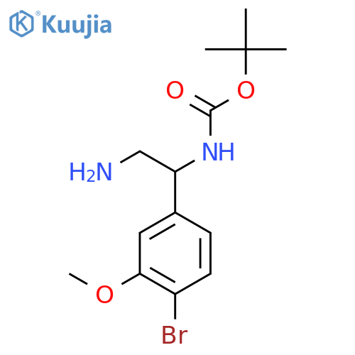 tert-butyl N-2-amino-1-(4-bromo-3-methoxyphenyl)ethylcarbamate structure