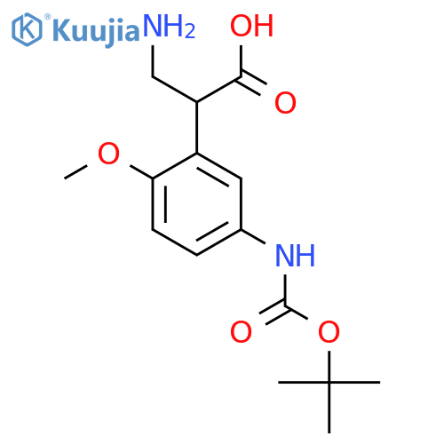 3-amino-2-(5-{(tert-butoxy)carbonylamino}-2-methoxyphenyl)propanoic acid structure
