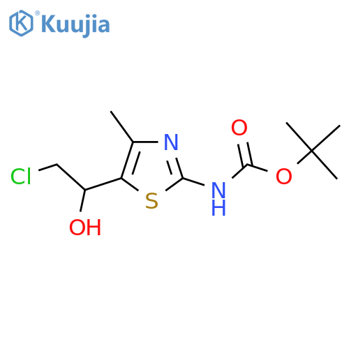 tert-butyl N-5-(2-chloro-1-hydroxyethyl)-4-methyl-1,3-thiazol-2-ylcarbamate structure