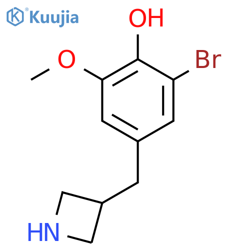 4-(azetidin-3-yl)methyl-2-bromo-6-methoxyphenol structure
