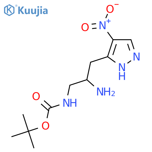 tert-butyl N-2-amino-3-(4-nitro-1H-pyrazol-3-yl)propylcarbamate structure