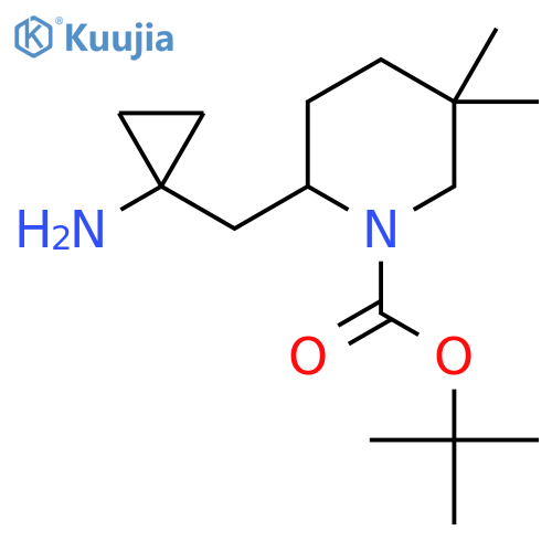 tert-butyl 2-(1-aminocyclopropyl)methyl-5,5-dimethylpiperidine-1-carboxylate structure