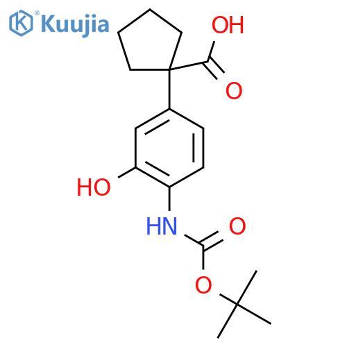 1-(4-{(tert-butoxy)carbonylamino}-3-hydroxyphenyl)cyclopentane-1-carboxylic acid structure