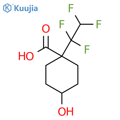 4-hydroxy-1-(1,1,2,2-tetrafluoroethyl)cyclohexane-1-carboxylic acid structure