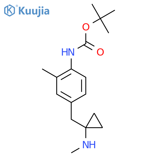 tert-butyl N-(2-methyl-4-{1-(methylamino)cyclopropylmethyl}phenyl)carbamate structure