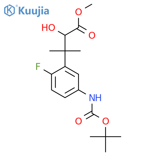 methyl 3-(5-{(tert-butoxy)carbonylamino}-2-fluorophenyl)-2-hydroxy-3-methylbutanoate structure