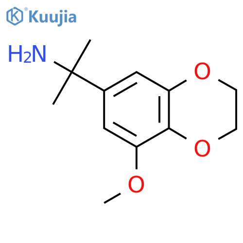 2-(8-methoxy-2,3-dihydro-1,4-benzodioxin-6-yl)propan-2-amine structure
