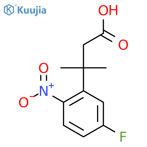 3-(5-fluoro-2-nitrophenyl)-3-methylbutanoic acid structure