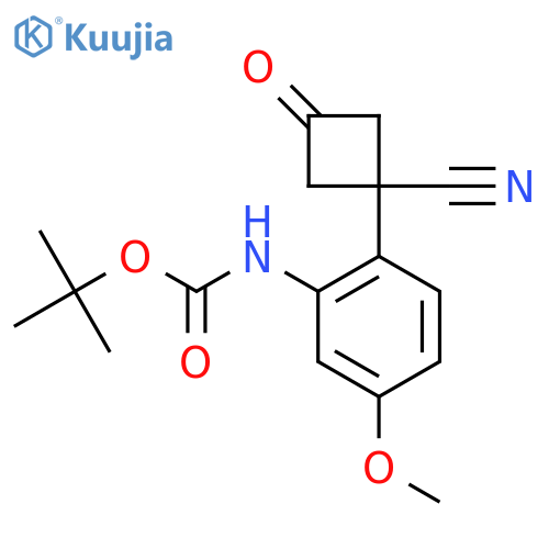 tert-butyl N-2-(1-cyano-3-oxocyclobutyl)-5-methoxyphenylcarbamate structure
