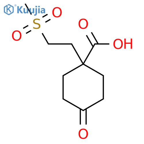 1-(2-methanesulfonylethyl)-4-oxocyclohexane-1-carboxylic acid structure