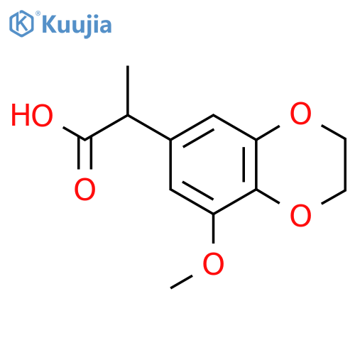 2-(8-methoxy-2,3-dihydro-1,4-benzodioxin-6-yl)propanoic acid structure