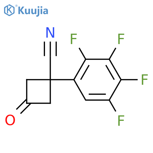 3-oxo-1-(2,3,4,5-tetrafluorophenyl)cyclobutane-1-carbonitrile structure