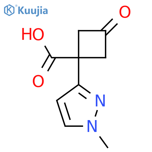 1-(1-methyl-1H-pyrazol-3-yl)-3-oxocyclobutane-1-carboxylic acid structure