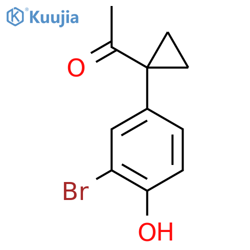 1-1-(3-bromo-4-hydroxyphenyl)cyclopropylethan-1-one structure