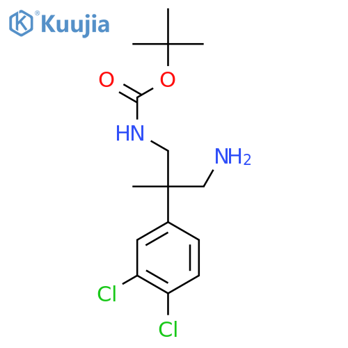 tert-butyl N-3-amino-2-(3,4-dichlorophenyl)-2-methylpropylcarbamate structure