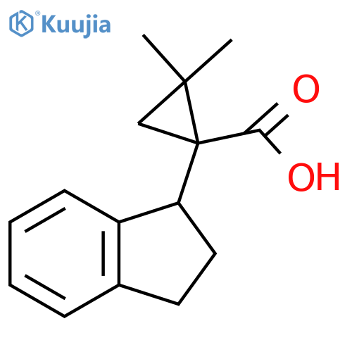 1-(2,3-dihydro-1H-inden-1-yl)-2,2-dimethylcyclopropane-1-carboxylic acid structure