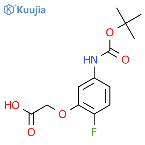 2-(5-{(tert-butoxy)carbonylamino}-2-fluorophenoxy)acetic acid structure