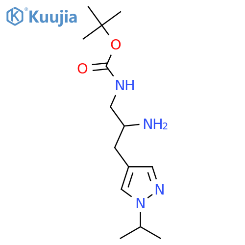 tert-butyl N-{2-amino-3-1-(propan-2-yl)-1H-pyrazol-4-ylpropyl}carbamate structure