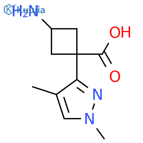 3-amino-1-(1,4-dimethyl-1H-pyrazol-3-yl)cyclobutane-1-carboxylic acid structure