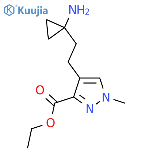 ethyl 4-2-(1-aminocyclopropyl)ethyl-1-methyl-1H-pyrazole-3-carboxylate structure