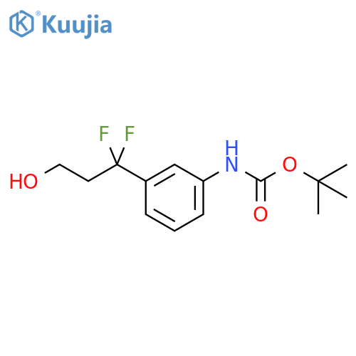 tert-butyl N-3-(1,1-difluoro-3-hydroxypropyl)phenylcarbamate structure