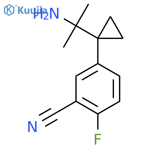 5-1-(2-aminopropan-2-yl)cyclopropyl-2-fluorobenzonitrile structure