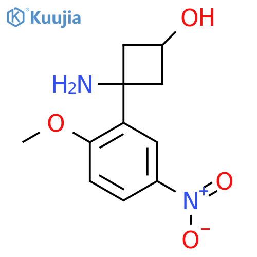 3-amino-3-(2-methoxy-5-nitrophenyl)cyclobutan-1-ol structure