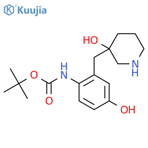 tert-butyl N-{4-hydroxy-2-(3-hydroxypiperidin-3-yl)methylphenyl}carbamate structure
