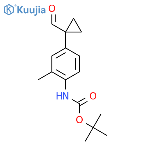 tert-butyl N-4-(1-formylcyclopropyl)-2-methylphenylcarbamate structure