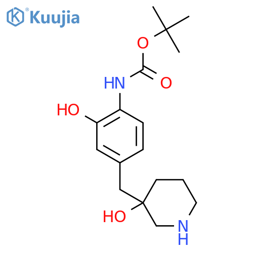 tert-butyl N-{2-hydroxy-4-(3-hydroxypiperidin-3-yl)methylphenyl}carbamate structure